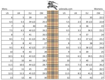 burberry brit size guide mens|Burberry size chart.